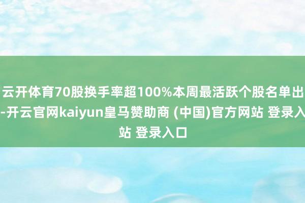 云开体育70股换手率超100%本周最活跃个股名单出炉-开云官网kaiyun皇马赞助商 (中国)官方网站 登录入口