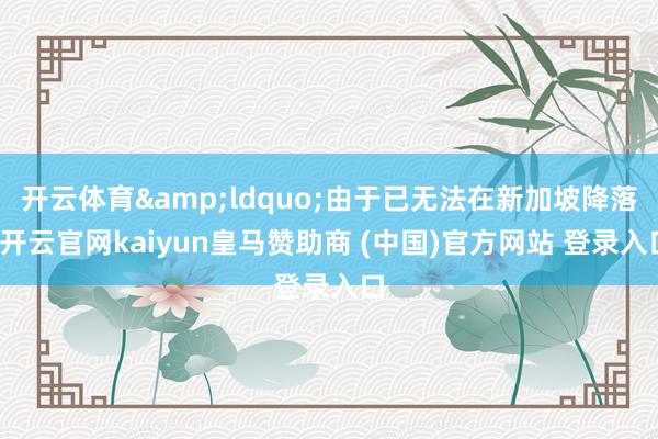 开云体育&ldquo;由于已无法在新加坡降落-开云官网kaiyun皇马赞助商 (中国)官方网站 登录入口