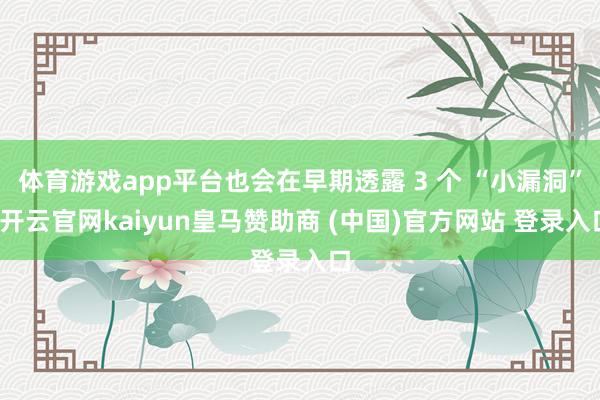 体育游戏app平台也会在早期透露 3 个 “小漏洞”-开云官网kaiyun皇马赞助商 (中国)官方网站 登录入口