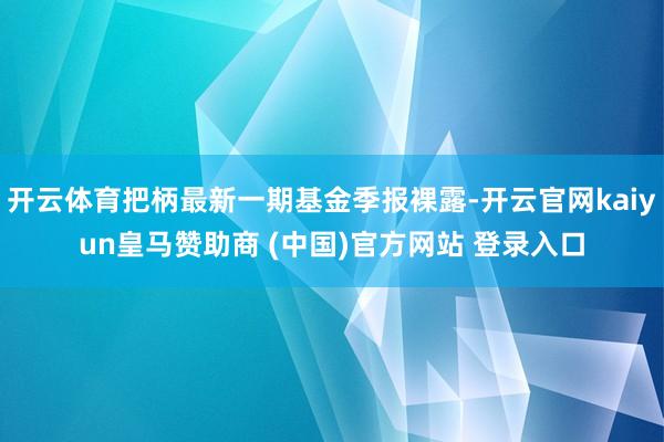 开云体育把柄最新一期基金季报裸露-开云官网kaiyun皇马赞助商 (中国)官方网站 登录入口